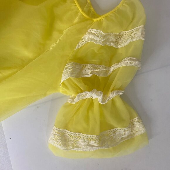 Vintage Intime California Yellow Nightgown & Robe Set Size S Chiffon Bell Sleeve - Picture 16 of 16